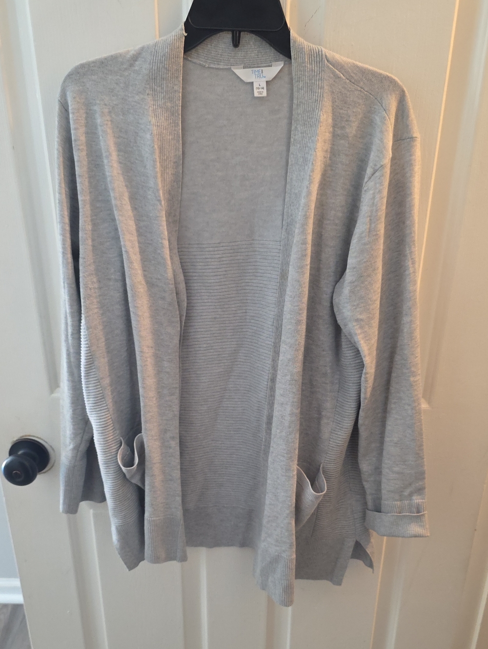 Time and Tru Light Gray Open Front Cardigan